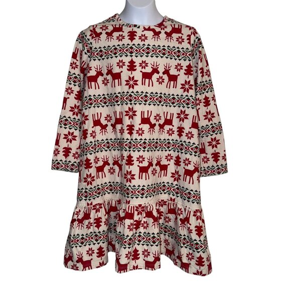 Hanna Andersson Other - Hanna Andersson Dear Deer Reindeer Girls Dress 150 12 Christmas Holiday Red